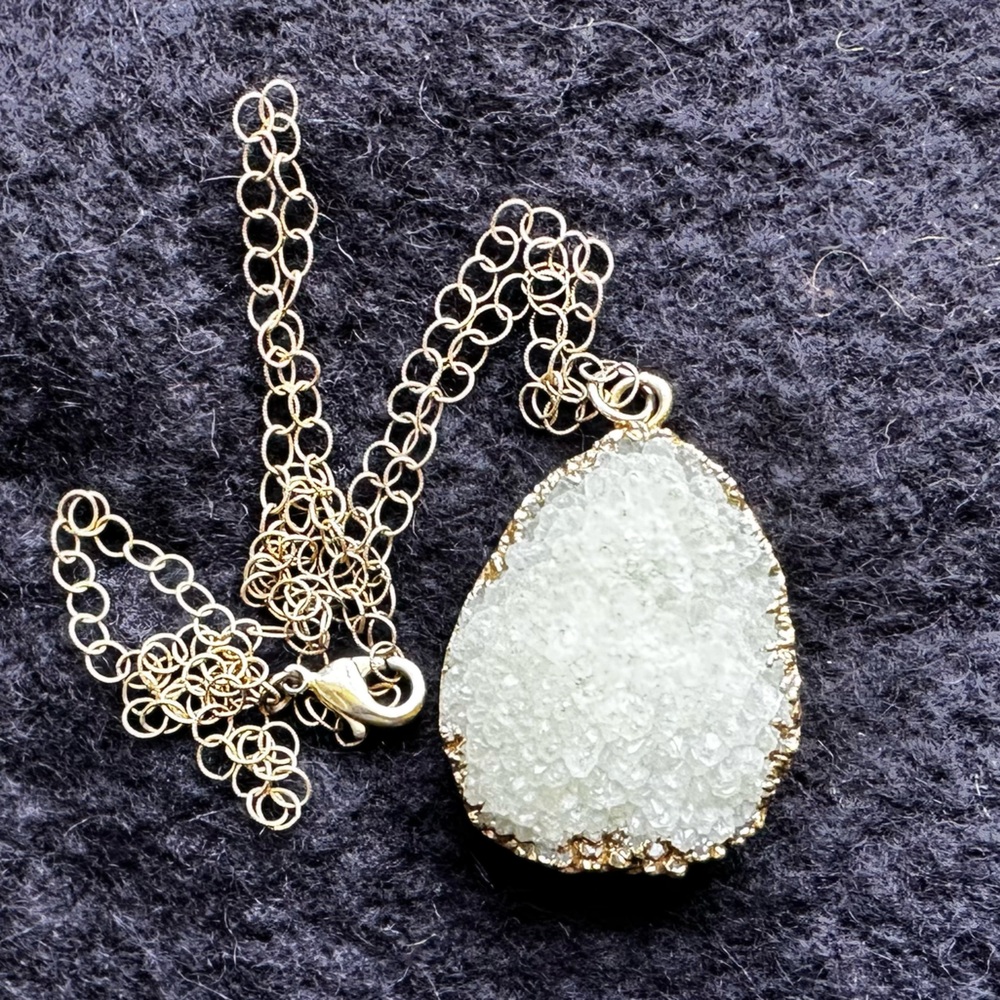 Druzy Quartz pendant on gold filled chain